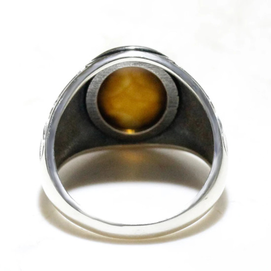 T ü rkiye joyería piedra de ágata Natural anillo de hombre s925 plata pura Retro Festival regalo de fiesta anillo de Festival para hombres - malaquita tienda 36