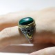 Anillo de Plata de Ley 925 para hombre y mujer, sortija de piedra ovalada de malaquita verde Natural, anillo de sello clásico Simple, joyería para pareja, regalo - malaquita tienda 36