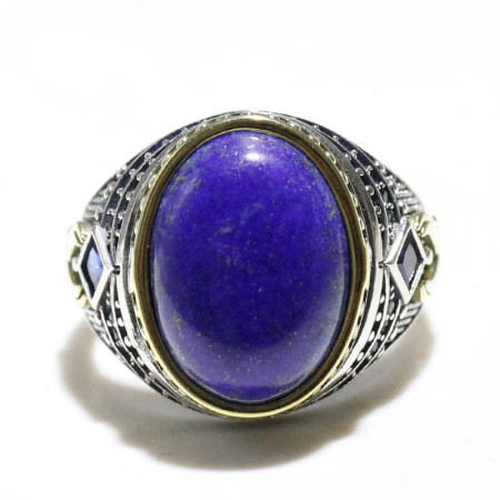 Anillo de Plata de Ley 925 para hombre y mujer, anillo de piedra ovalada de lapislázuli natural, anillo de sello clásico minimalista, joyería para pareja, regalo