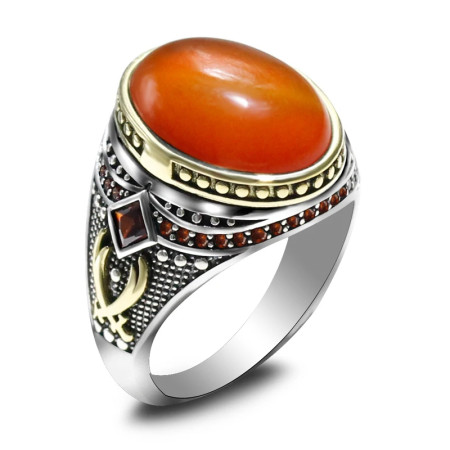 Anillo de plata 925 hecho a mano para hombre y mujer, joyería vintage punk, Ágata roja natural, regalo de Navidad, a la moda