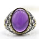 Anillo de Plata de Ley 925 para hombre y mujer, joyería clásica de amatista Natural Vintage, Punk, envío gratis - malaquita tienda 36
