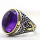 Anillo de Plata de Ley 925 para hombre y mujer, joyería clásica de amatista Natural Vintage, Punk, envío gratis - malaquita tienda 36