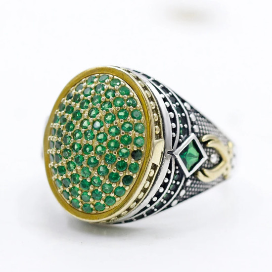 Anillo de Plata de Ley 925 con circonita para hombre y mujer, conjunto de joyería clásica de estilo Punk a la moda, novedad, envío gratis - malaquita tienda 36