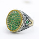 Anillo de Plata de Ley 925 con circonita para hombre y mujer, conjunto de joyería clásica de estilo Punk a la moda, novedad, envío gratis - malaquita tienda 36