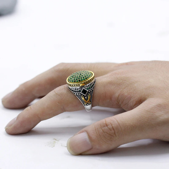 Anillo de Plata de Ley 925 con circonita para hombre y mujer, conjunto de joyería clásica de estilo Punk a la moda, novedad, envío gratis - malaquita tienda 36