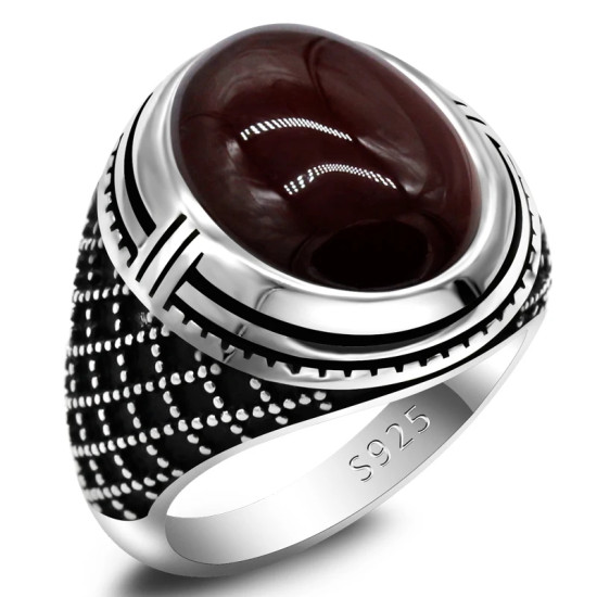 Anillos de plata 925 anillos de plata esterlina anillos de hombre piedra de ágata Natural Vintage estilo pavo real joyería regalos anillo para mujer - malaquita tienda 36