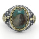Anillo turquesa Vintage de plata s925 para hombre, anillo hecho a mano, gema de Türkiye, joyería Punk para fiesta y vacaciones, anillo para hombre - malaquita tienda 36
