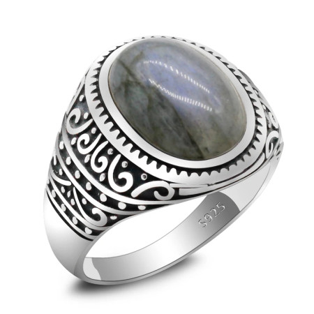 Anillo de plata 925 para hombre con labradorita Natural, joyería de plata, regalos del Día de San Valentín, anillos de compromiso para hombre y mujer, regalos