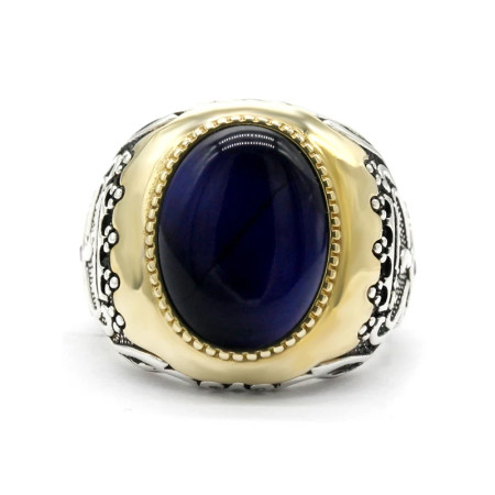 Anillo hecho a mano para hombre, anillo de plata s925 clásico Vintage Türkiye, anillo de joyería Türkiye de ojo de tigre azul Natural para hombre y mujer Anillo hecho a mano para hombre, anillo de plata s925 clásico Vintage Türkiye, anillo de joyería Türkiye de ojo de tigre azul Natural para hombre y mujer