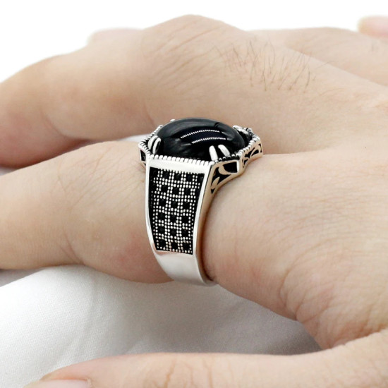 Nuevo Anillo de ágata Natural, anillo de Plata de Ley 925 para hombre, accesorio de piedra espinela, regalo del Día de San Valentín para mujer - malaquita tienda 36