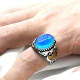 Anillo de plata de ley S925 estilo Türkiye para hombre, piedra de ágata azul Natural, joyería Punk Vintage, regalo de aniversario de lujo para mujer - malaquita tienda 36
