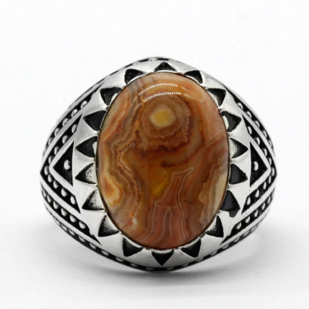 Anillo Vintage para hombre, anillo de plata 925, piedra de ágata loca Natural, tendencia auspiciosa Punk, joyería turca hecha a mano, regalo de boda Anillo Vintage para hombre, anillo de plata 925, piedra de ágata loca Natural, tendencia auspiciosa Punk, joyería turca hecha a mano, regalo de boda