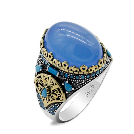 Anillo de plata de ley Türkiye S925 con piedra de ágata Natural para hombre, joyería Punk Vintage hecha a mano, regalo de Festival Anillo de plata de ley Türkiye S925 con piedra de ágata Natural para hombre, joyería Punk Vintage hecha a mano, regalo de Festival