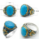 Anillo de Plata de Ley 925 para hombre, conjunto clásico Vintage de Türkiye, joyería de turquesa Natural para hombre, nuevo anillo Punk - malaquita tienda 36