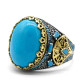 Anillo de Plata de Ley 925 para hombre, conjunto clásico Vintage de Türkiye, joyería de turquesa Natural para hombre, nuevo anillo Punk - malaquita tienda 36