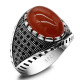 Anillo de plata S925, ágata roja Natural, regalo hecho a mano para hombres, joyería de lujo para fiestas, regalo de cola del Día de San Valentín - malaquita tienda 36