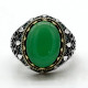 Anillo de plata s925 de ágata verde Natural para hombre, anillo de piedra Natural ovalada tallada Retro pura, conjunto de joyería para hombre, anillo de pareja para mujer - malaquita tienda 36