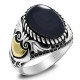 Anillo Türkiye para hombre, Plata de Ley 925, ónix negro, anillo cuadrado de piedra Natural, sello clásico Simple, joyería, regalo para hombres y mujeres - malaquita tienda 36