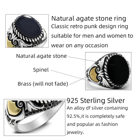 Anillo Türkiye para hombre, Plata de Ley 925, ónix negro, anillo cuadrado de piedra Natural, sello clásico Simple, joyería, regalo para hombres y mujeres - malaquita tienda 36