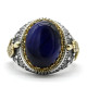 Anillo de plata hecho a mano S925 para hombre, joyería de piedra de ojo de tigre azul retro, joyería para fiesta y vacaciones, anillo para pareja - malaquita tienda 36