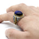 Anillo de plata hecho a mano S925 para hombre, joyería de piedra de ojo de tigre azul retro, joyería para fiesta y vacaciones, anillo para pareja - malaquita tienda 36