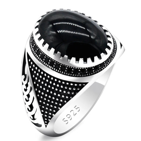 Anillo de piedra de ágata Natural negra, anillo de Plata de Ley 925 para hombre, conjunto de joyería Türkiye, anillo para amantes de la tendencia, anillo para mujer Anillo de piedra de ágata Natural negra, anillo de Plata de Ley 925 para hombre, conjunto de joyería Türkiye, anillo para amantes de la tendencia, anillo para mujer