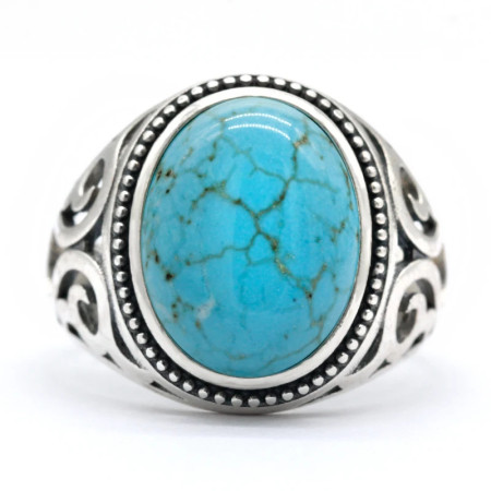 Anillo hecho a mano de plata pura S925 para hombre, fiesta navideña punk turquesa, regalo de vacaciones de lujo para hombre Anillo hecho a mano de plata pura S925 para hombre, fiesta navideña punk turquesa, regalo de vacaciones de lujo para hombre
