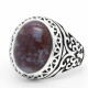 Anillo hecho a mano de plata pura S925, anillo ovalado redondo con piedras preciosas naturales para hombre, regalo, joyería retro de lujo de alta gama - malaquita tienda 36