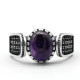 Anillo hecho a mano de plata de ley S925 para hombre, regalo de fiesta de vacaciones clásico Retro de cristal de dragón púrpura Natural de Türkiye - malaquita tienda 36