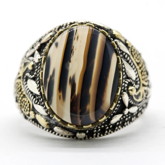 Anillo de ágata marina de cambio Gradual de Plata de Ley 925 con Spinel Türkiye, conjunto de joyería, anillo de pareja de moda para mujer - malaquita tienda 36