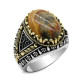 Anillo de plata 925 para hombres y mujeres, anillo ovalado de alta calidad con piedra de ágata roja Natural, joyería de moda, anillo de boda de tendencia Punk turco - malaquita tienda 36