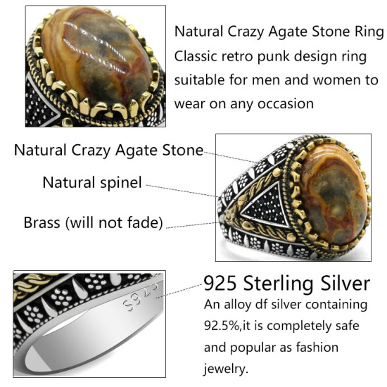 Anillo de plata 925 para hombres y mujeres, anillo ovalado de alta calidad con piedra de ágata roja Natural, joyería de moda, anillo de boda de tendencia Punk turco - malaquita tienda 36