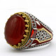 Anillo hecho a mano de plata de ley S925 con piedra de ágata Natural para hombre, joyería de anillo de boda de compromiso de moda Punk Türkiye - malaquita tienda 36