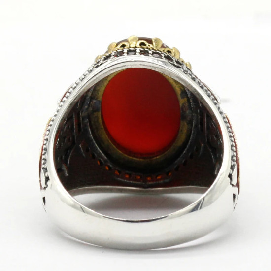 Anillo hecho a mano de plata de ley S925 con piedra de ágata Natural para hombre, joyería de anillo de boda de compromiso de moda Punk Türkiye - malaquita tienda 36