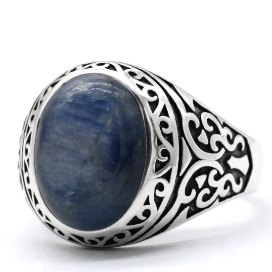 Anillo de plata de ley Türkiye s925 para hombre, gema Natural Punk Türkiye, joyería de zafiro Natural, conjunto de regalo para Festival - malaquita tienda 36