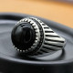 Anillos de plata de ley 925 con piedra de ágata Natural negra para hombre, joyería de estilo Punk turco, joyería de boda para pareja, anillos para mujer - malaquita tienda 36