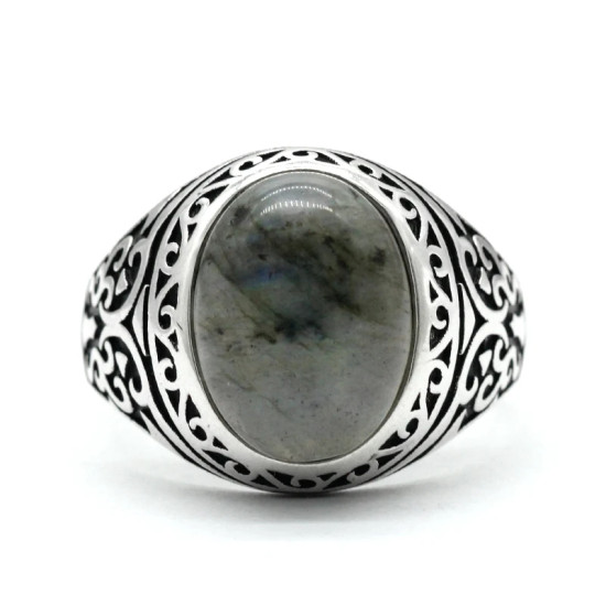 Anillo de plata pura S925 con piedras preciosas naturales, anillo T ü rkiye para hombre, joyería retro hecha a mano, joyería para mujer, regalo de aniversario - malaquita tienda 36