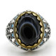 Joyería turca, anillo de Plata de Ley 925 con piedra de ónix de ojo Natural para hombre con piedra, anillos Vintage de estilo Punk turquesa para hombre y mujer - malaquita tienda 36
