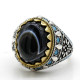 Joyería turca, anillo de Plata de Ley 925 con piedra de ónix de ojo Natural para hombre con piedra, anillos Vintage de estilo Punk turquesa para hombre y mujer - malaquita tienda 36