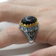 Joyería turca, anillo de Plata de Ley 925 con piedra de ónix de ojo Natural para hombre con piedra, anillos Vintage de estilo Punk turquesa para hombre y mujer - malaquita tienda 36