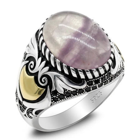 Anillos de plata de ley 925 para hombre, conjunto clásico Vintage de Turquía, anillos de piedra grandes de fluorita Natural, anillos de plata para hombre con piedras Anillos de plata de ley 925 para hombre, conjunto clásico Vintage de Turquía, anillos de piedra grandes de fluorita Natural, anillos de plata para hombre con piedras