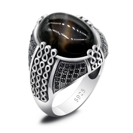 Anillo clásico de plata de ley s925 hecho a mano para hombre, ágata Natural, regalo de fiesta, joyería Türkiye, regalo de aniversario
