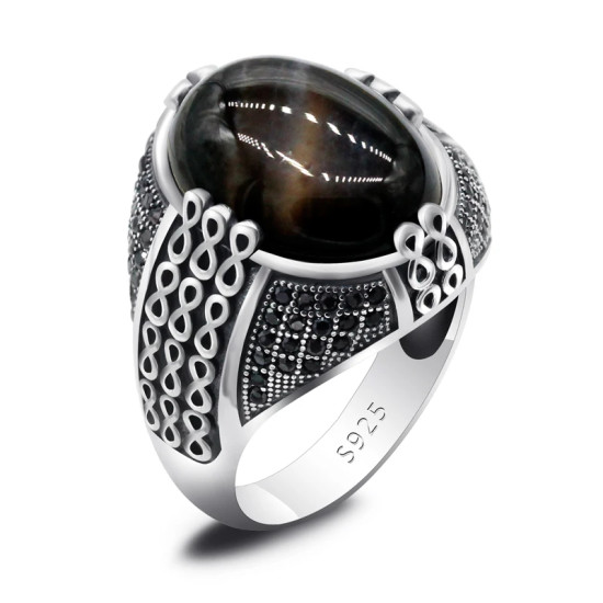 Anillo clásico de plata de ley s925 hecho a mano para hombre, ágata Natural, regalo de fiesta, joyería Türkiye, regalo de aniversario - malaquita tienda 36
