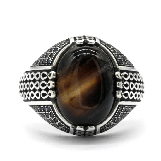 Anillo clásico de plata de ley s925 hecho a mano para hombre, ágata Natural, regalo de fiesta, joyería Türkiye, regalo de aniversario - malaquita tienda 36