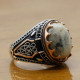 Anillo de Plata de Ley 925 con piedra de ágata loca Natural, joyería Retro turca Punk, anillo clásico de tendencia para hombre, anillo de fiesta, joyería de regalo - malaquita tienda 36