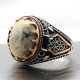 Anillo de Plata de Ley 925 con piedra de ágata loca Natural, joyería Retro turca Punk, anillo clásico de tendencia para hombre, anillo de fiesta, joyería de regalo - malaquita tienda 36
