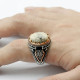 Anillo de Plata de Ley 925 con piedra de ágata loca Natural, joyería Retro turca Punk, anillo clásico de tendencia para hombre, anillo de fiesta, joyería de regalo - malaquita tienda 36