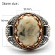 Anillo de Plata de Ley 925 con piedra de ágata loca Natural, joyería Retro turca Punk, anillo clásico de tendencia para hombre, anillo de fiesta, joyería de regalo - malaquita tienda 36