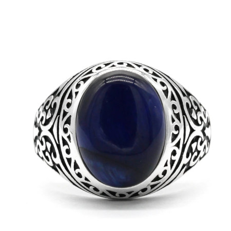 Anillo de plata de ley S925, regalo de ojo de tigre azul Natural para hombres, estilo Punk Türkiye, regalo de fiesta, joyería de compromiso de cumpleaños Anillo de plata de ley S925, regalo de ojo de tigre azul Natural para hombres, estilo Punk Türkiye, regalo de fiesta, joyería de compromiso de cumpleaños
