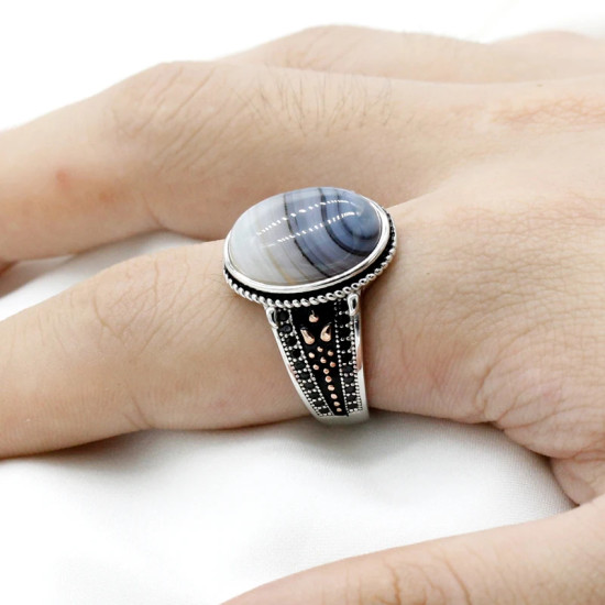Nuevo anillo de plata 925 para hombre, ágata ovalada, conjunto de joyería Vintage con personalidad para hombre, anillo de pareja a la moda para mujer - malaquita tienda 36